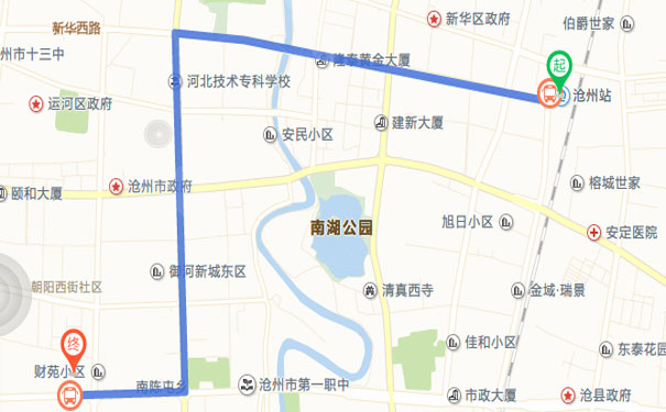 沧州仁和会计学校的乘车路线图