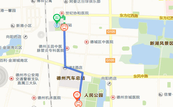 德州飞剪化妆学校的乘车路线图